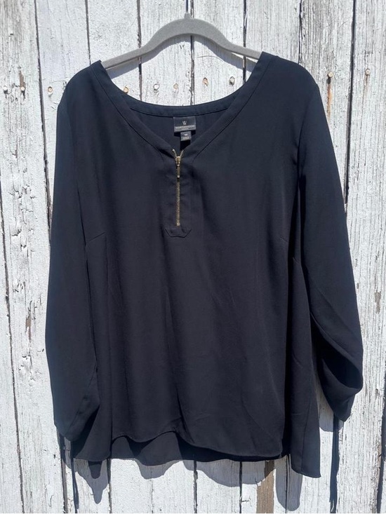 Worthington Tops - Worthington Black Long-Sleeve Zip-Front Blouse